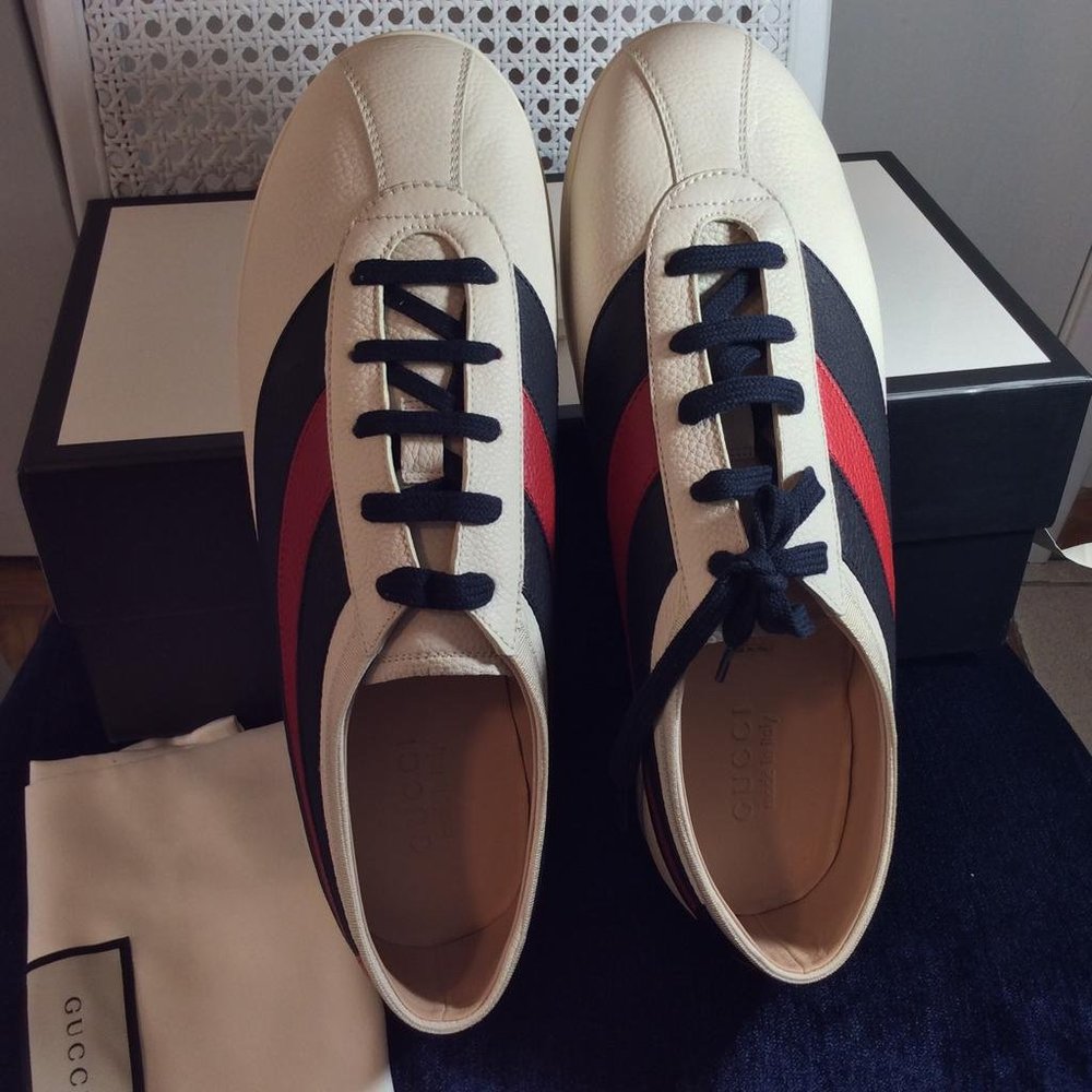 Gucci Man Sneakers Hebron White Leather DM81 - Picture 5 of 15